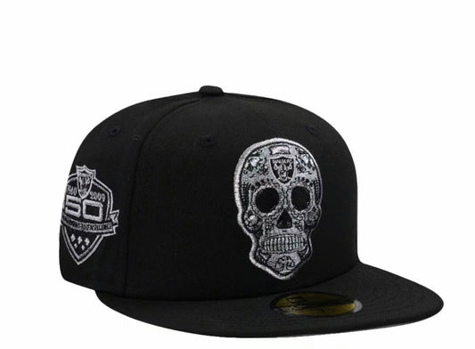 New Era Las Vegas Raiders 50th Anniversary Skull Black Prime Edition 59Fifty Fitted Hat