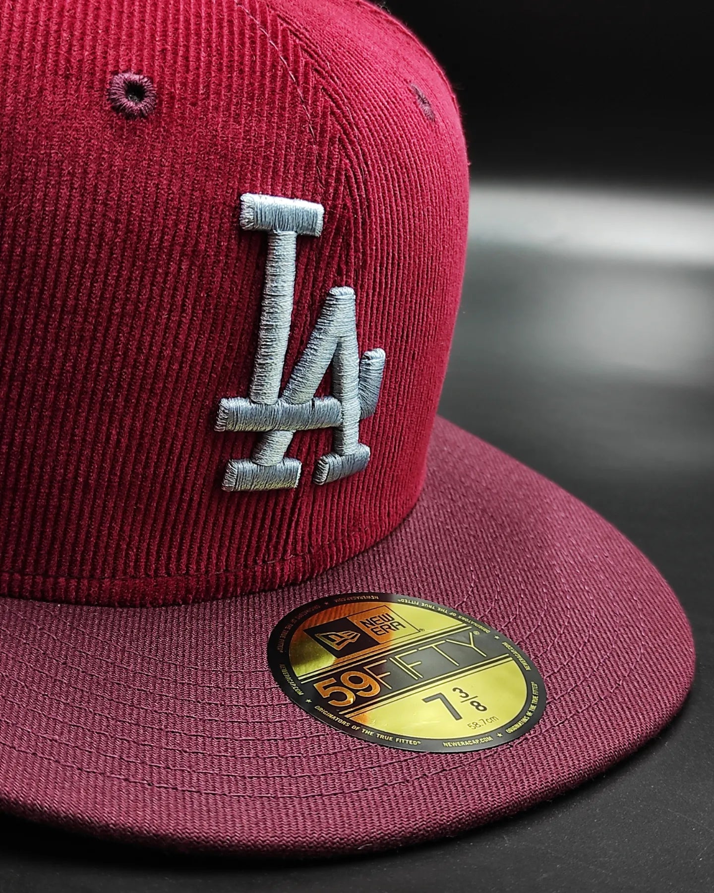 New Era 59fifty cord dream los angeles dodgers 50th anniversary stadium patch hat- maroon