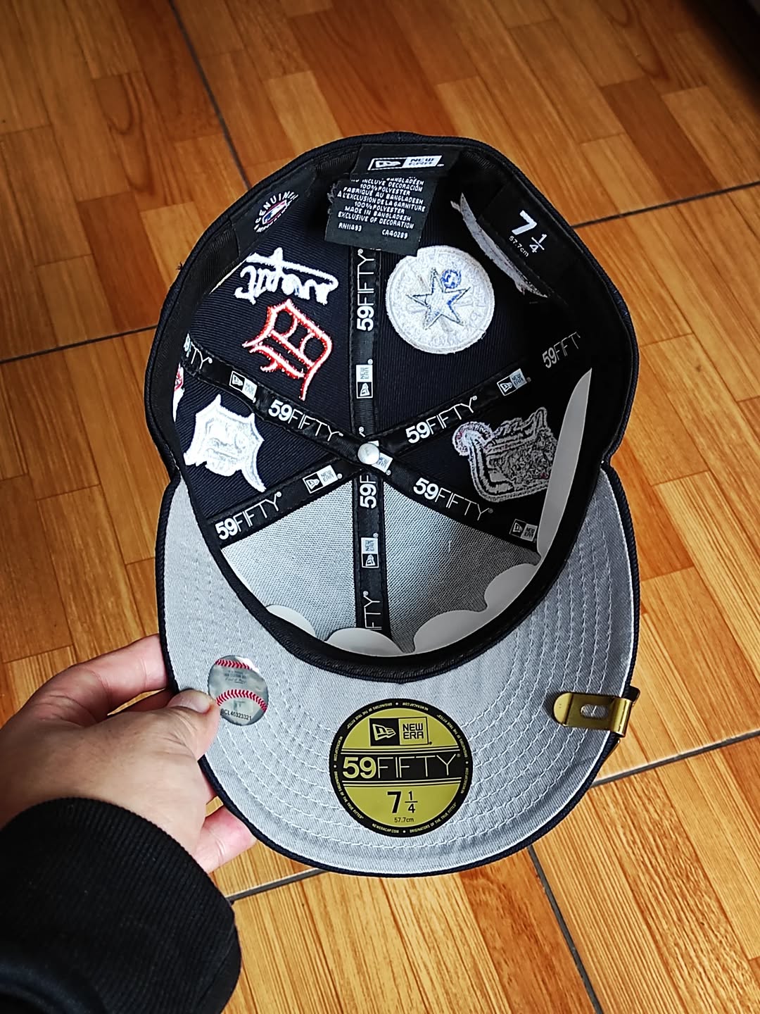 Navy Blue Detroit Tigers All Over Logo Gray Bottom 59FIFTY New Era Fitted