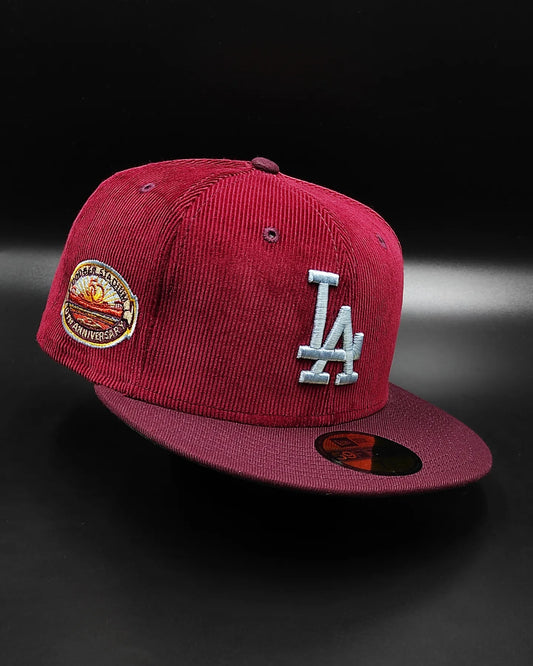 New Era 59fifty cord dream los angeles dodgers 50th anniversary stadium patch hat- maroon