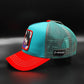 CAPSLAB Dragon Ball Goku teal/red trucker snapback hat