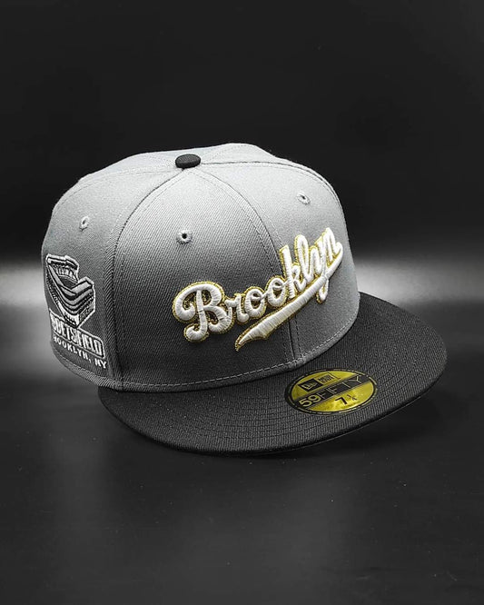 New Era Brooklyn Dodgers Black Visor Pink Bottom Ebbets Field Side Patch gray 59Fifty Fitted