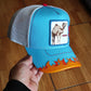 Gorra trucker azul y blanca dromedario Smokin' Somebody Stop Me Supercharged The Farm de Goorin Bros.