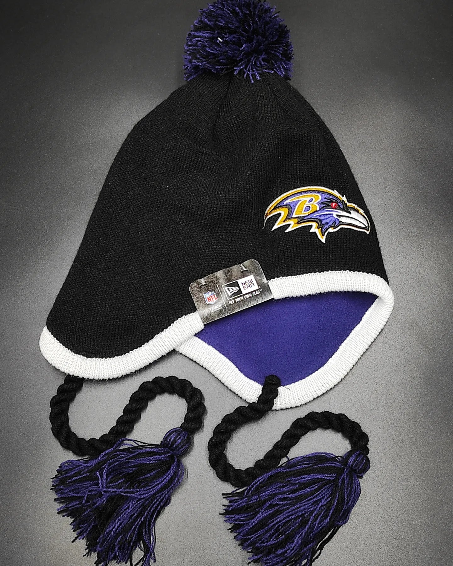 Baltimore Ravens GREY STRIPETOP Knit Beanie Hat by New Era