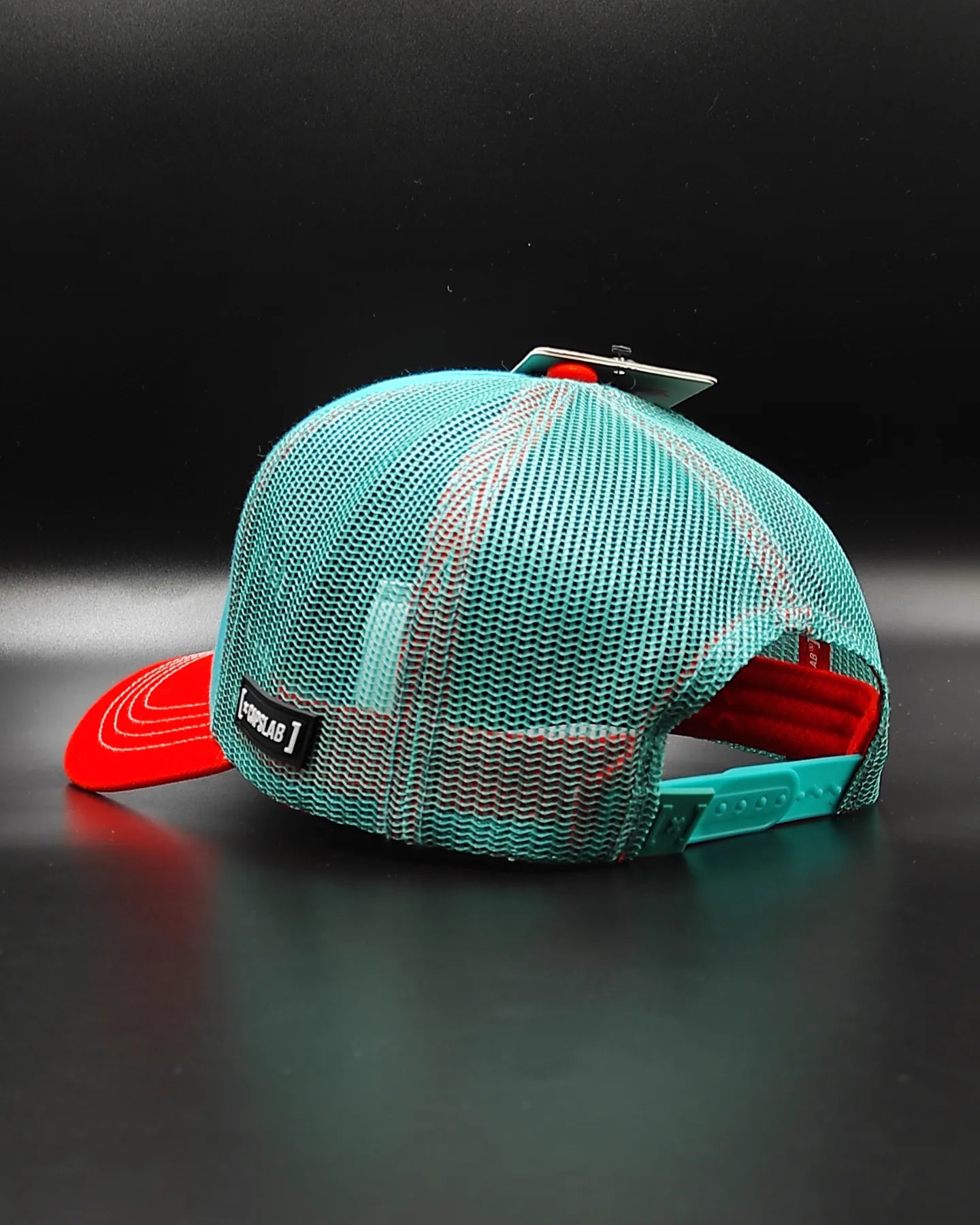 CAPSLAB Dragon Ball Goku teal/red trucker snapback hat