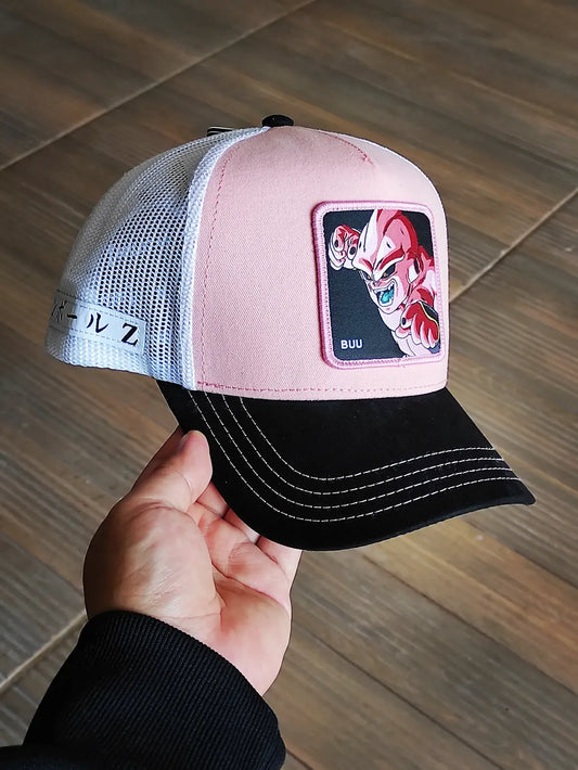 Gorra trucker rosa, blanca y negra Kid Buu DBZ8 BUU Dragon Ball de Capslab
