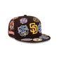 Brown San Diego Padres All Over Logo Gray Bottom 59FIFTY New Era Fitted
