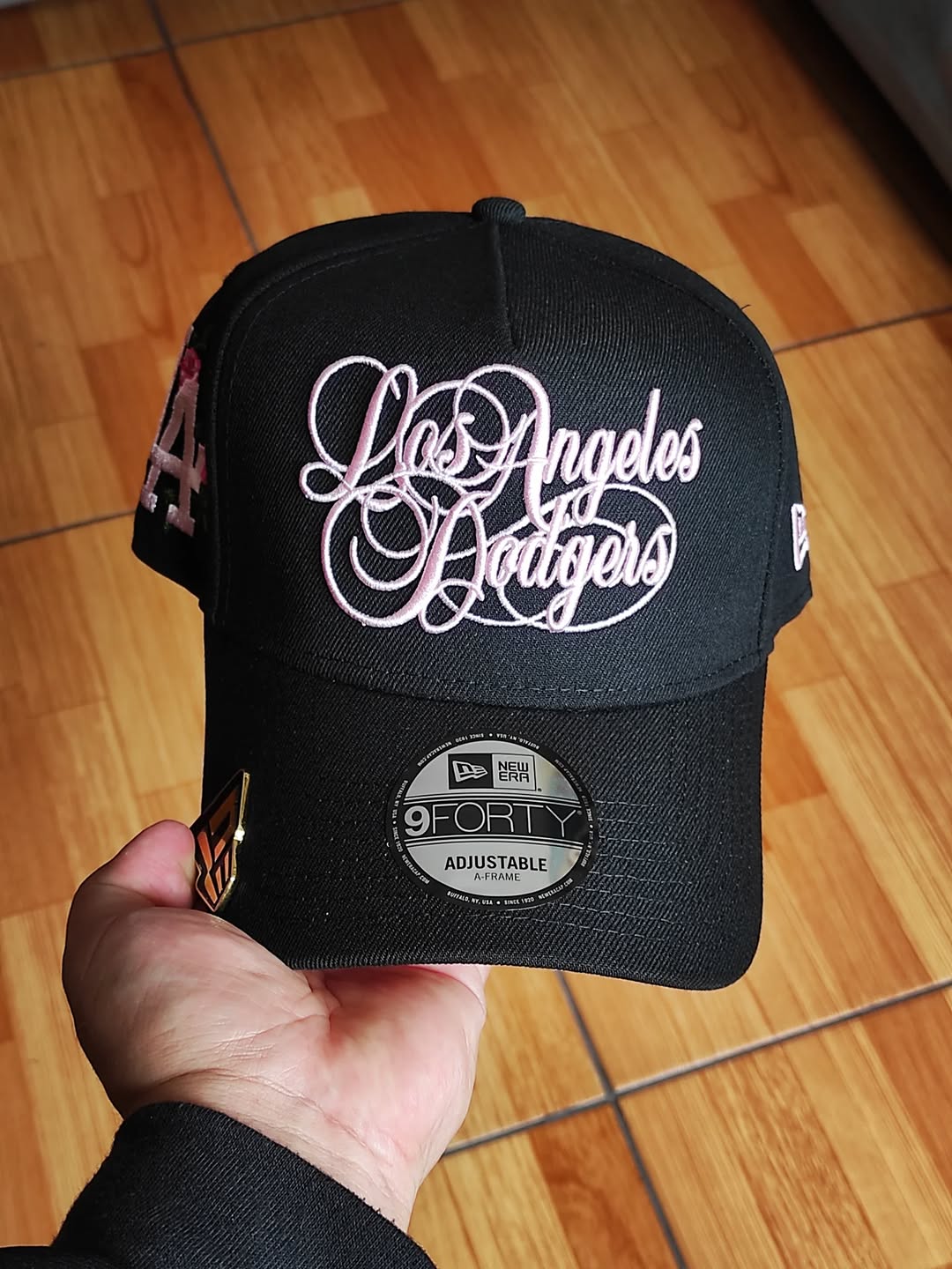 New Era Los Angeles Dodgers Script Black Pink Edition 9Forty A Frame Snapback Hat