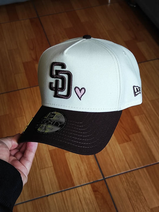 San diego padres'Pink Satin Hearts Walnut' 9FORTY A-Frame Snapback