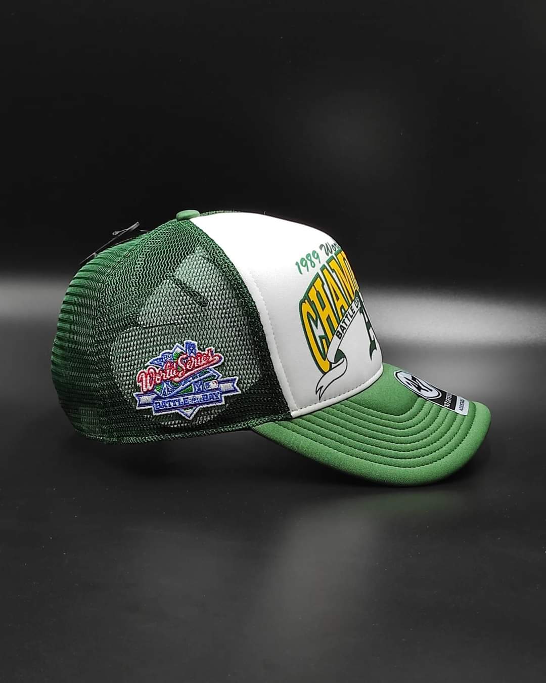 47brand oakland athletics bcptn world series dark green foam champ offside trucker snapback hat