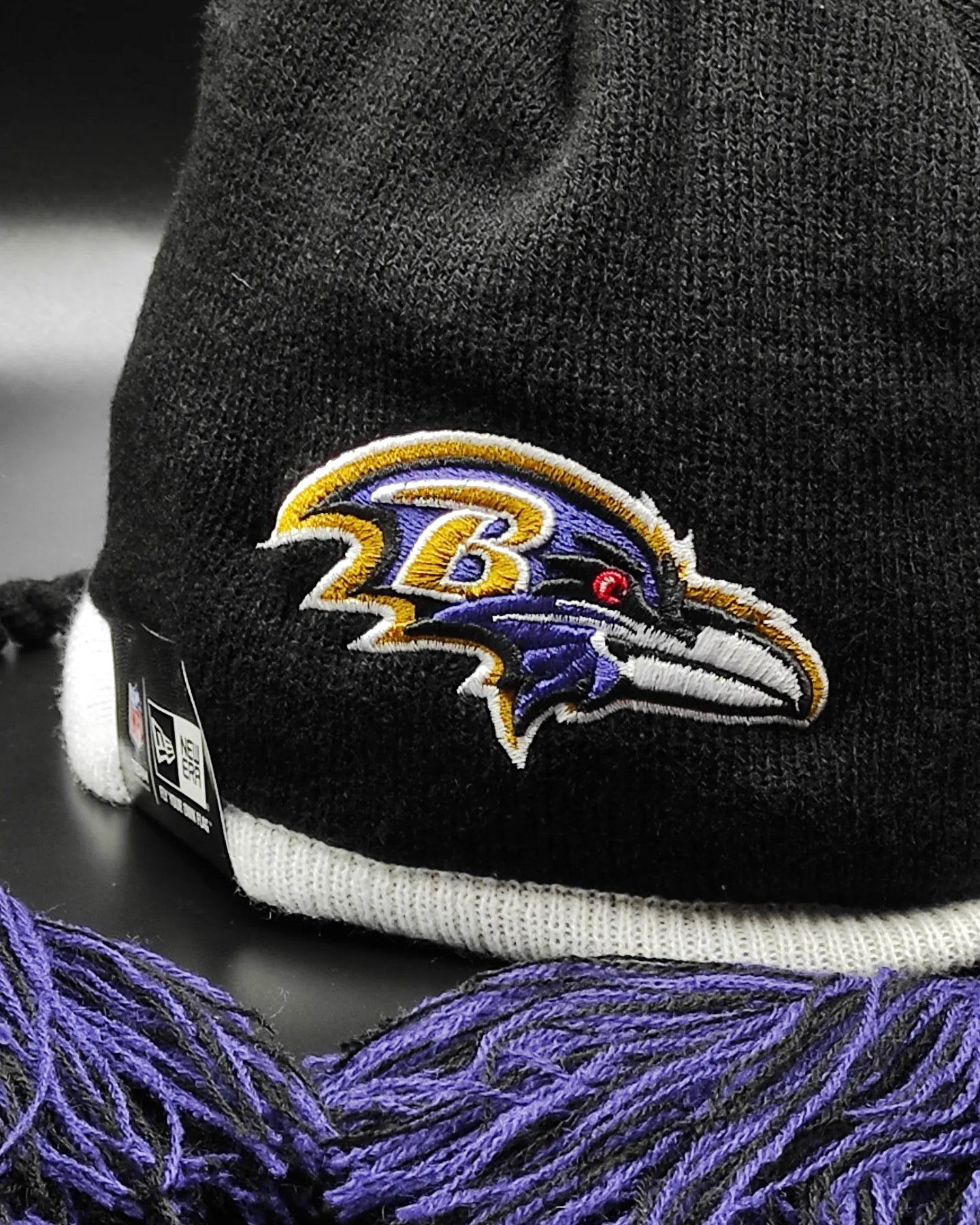 Baltimore Ravens GREY STRIPETOP Knit Beanie Hat by New Era