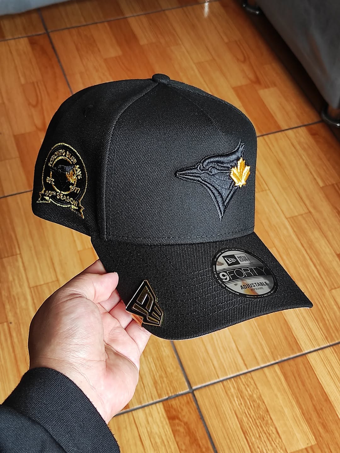 New Era Toronto Blue Jays 40th Season Black Gold 9Forty A Frame Snapback Hat