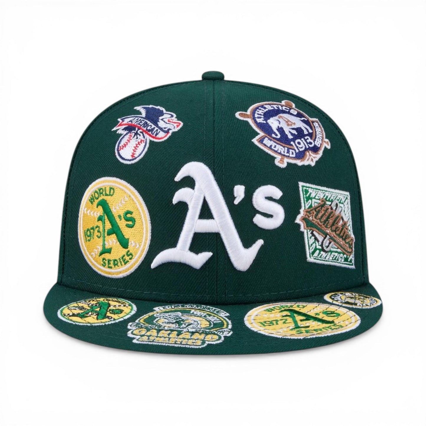 Dark Green Oakland Athletics All Over Logo Gray Bottom 59FIFTY New Era Fitted