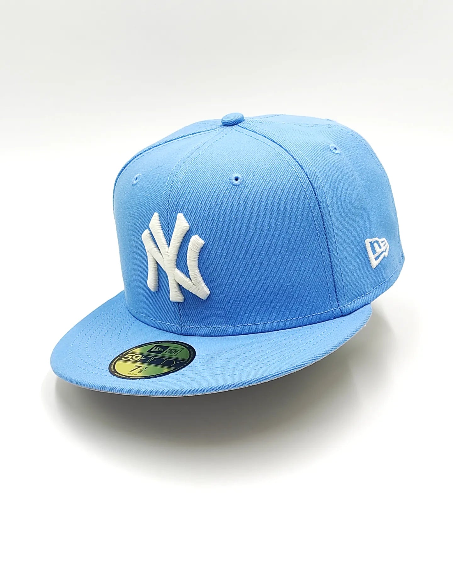 New York Yankees 100 anniversary new era 59fifty fitted - sky blue, white, silver - brilla en la oscuridad