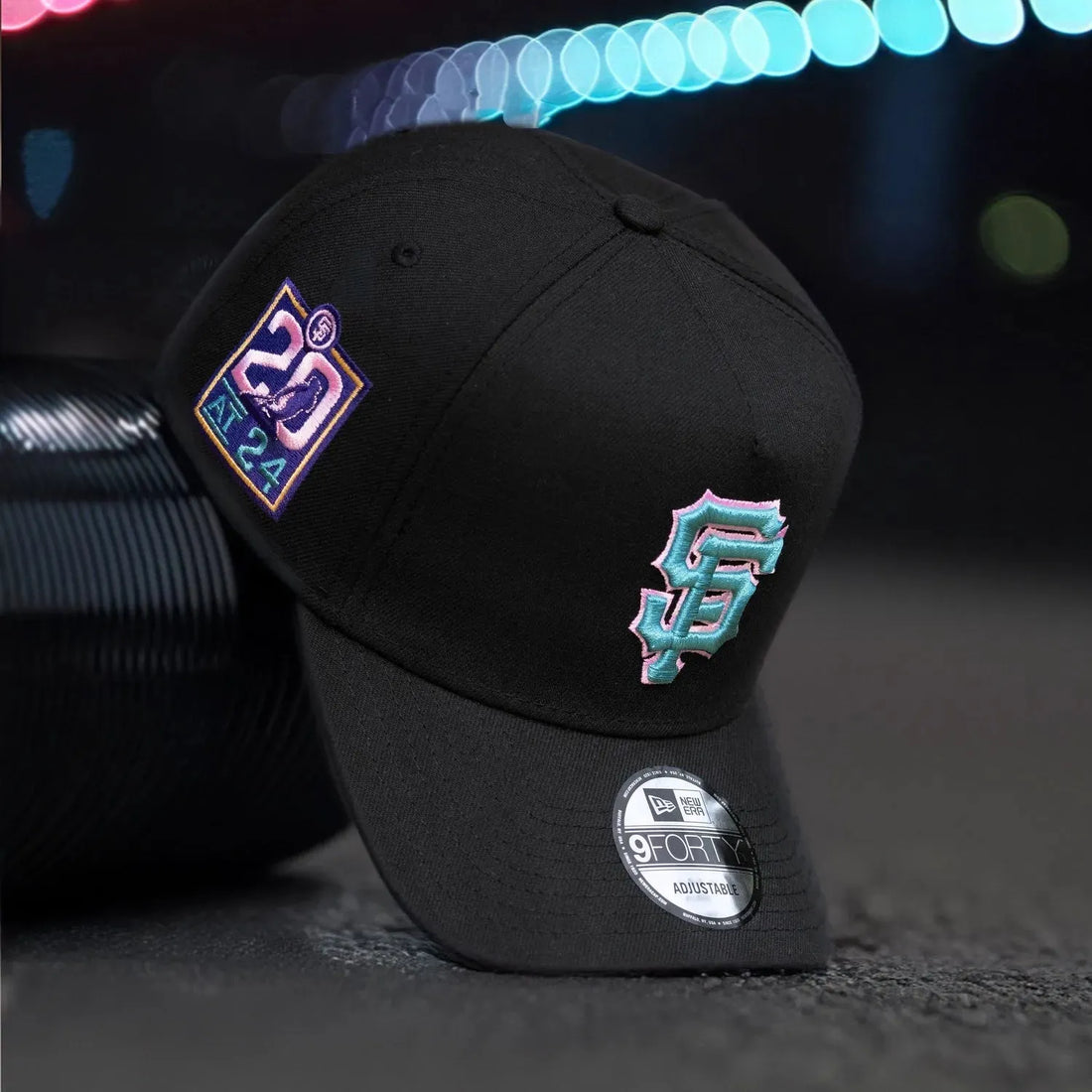 New Era 9FORTY A-FRAME mlb San Francisco Giants 20TH Anniversary Black / Pink uv + pin 📌