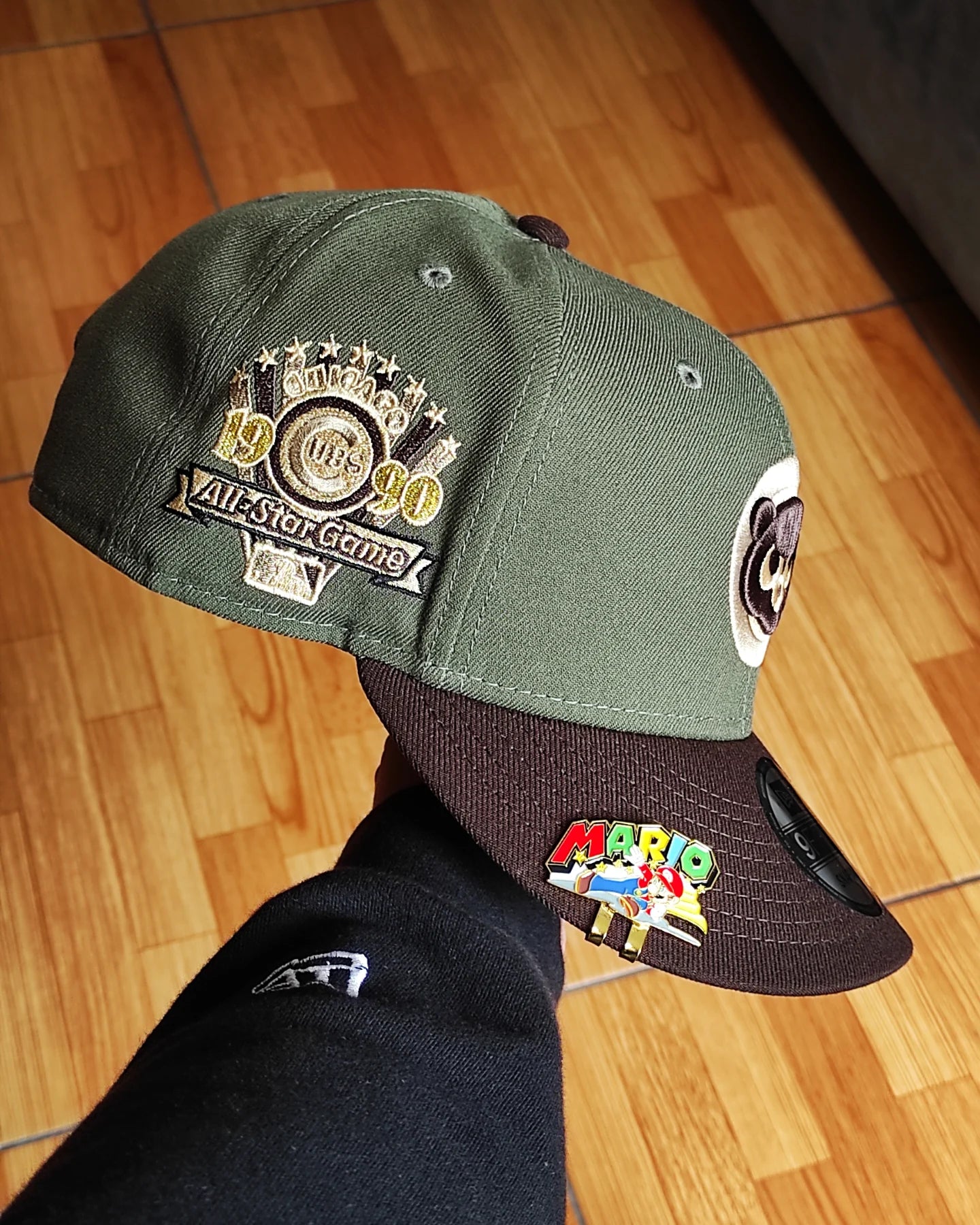 Olive Green Chicago Cubs Brown Visor Snow Gray Bottom 1990 All Star Game Side Patch New Era 9Fifty Snapback