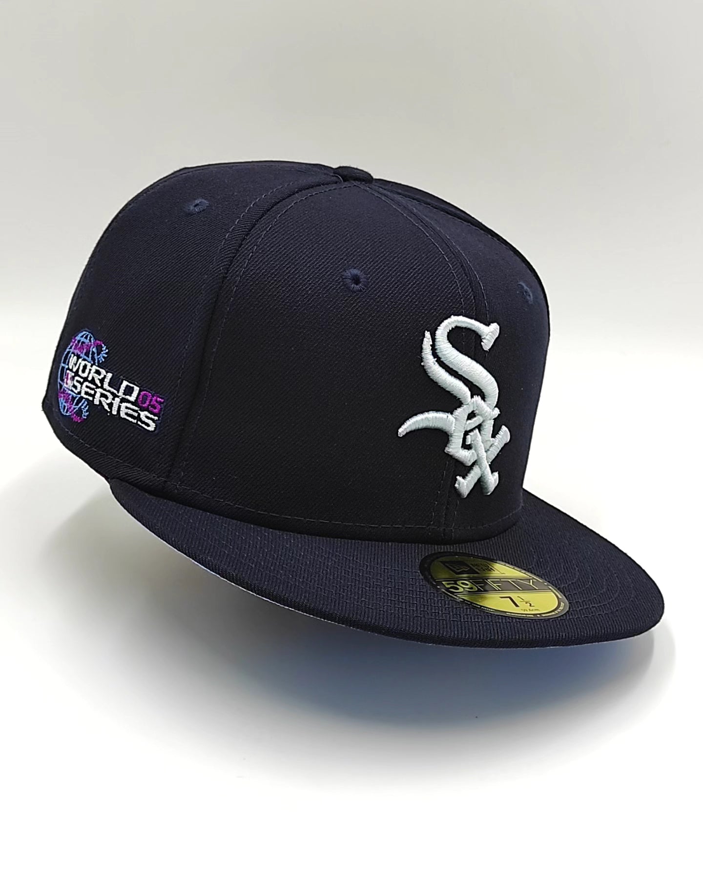 New Era 59fifty silk icys chicago white sox 2005 world series patch hat - navy