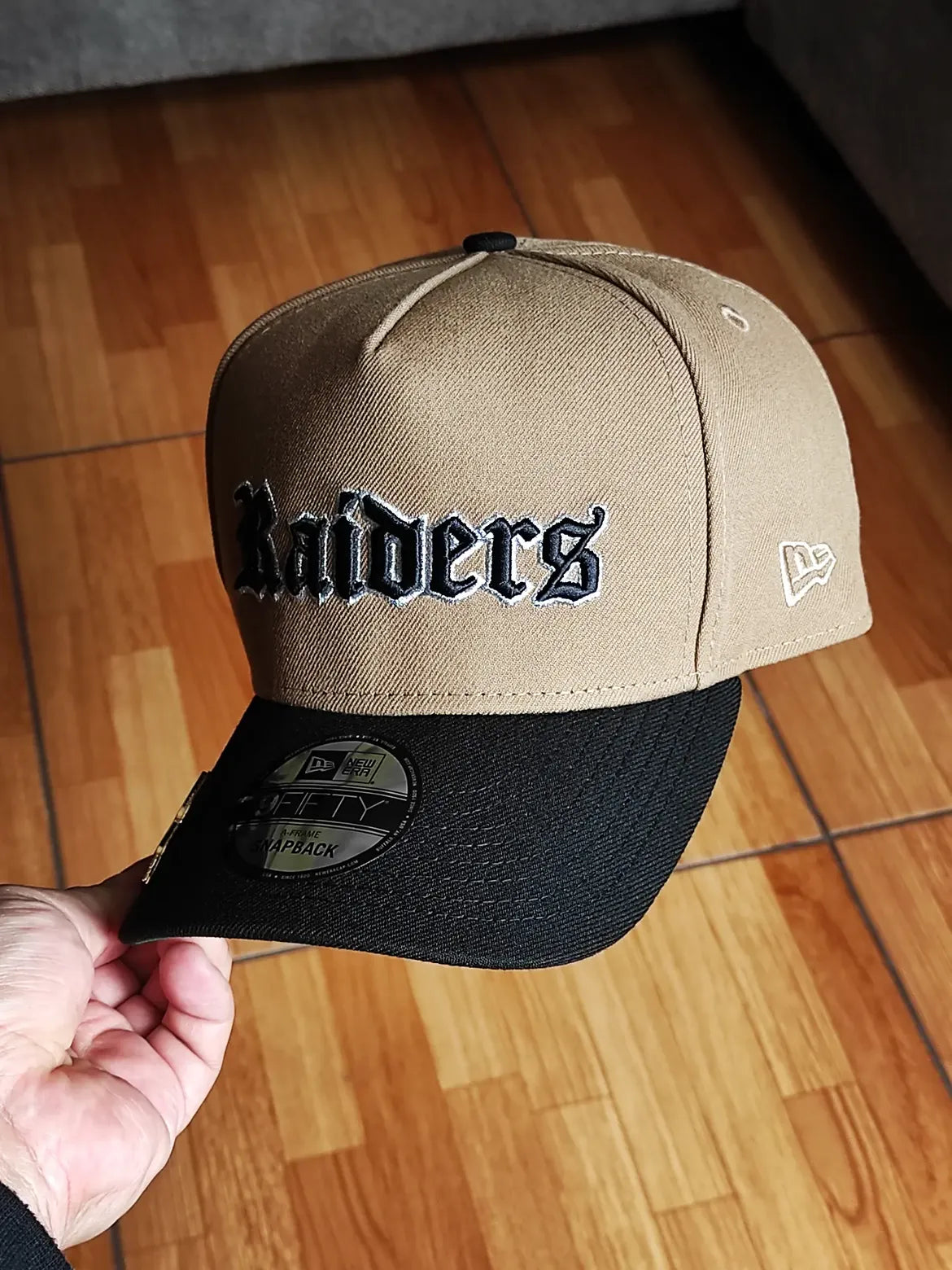New era Las Vegas Raiders Khaki Black 2 Tone Team Shield SP 9Fifty A-Frame Snapback