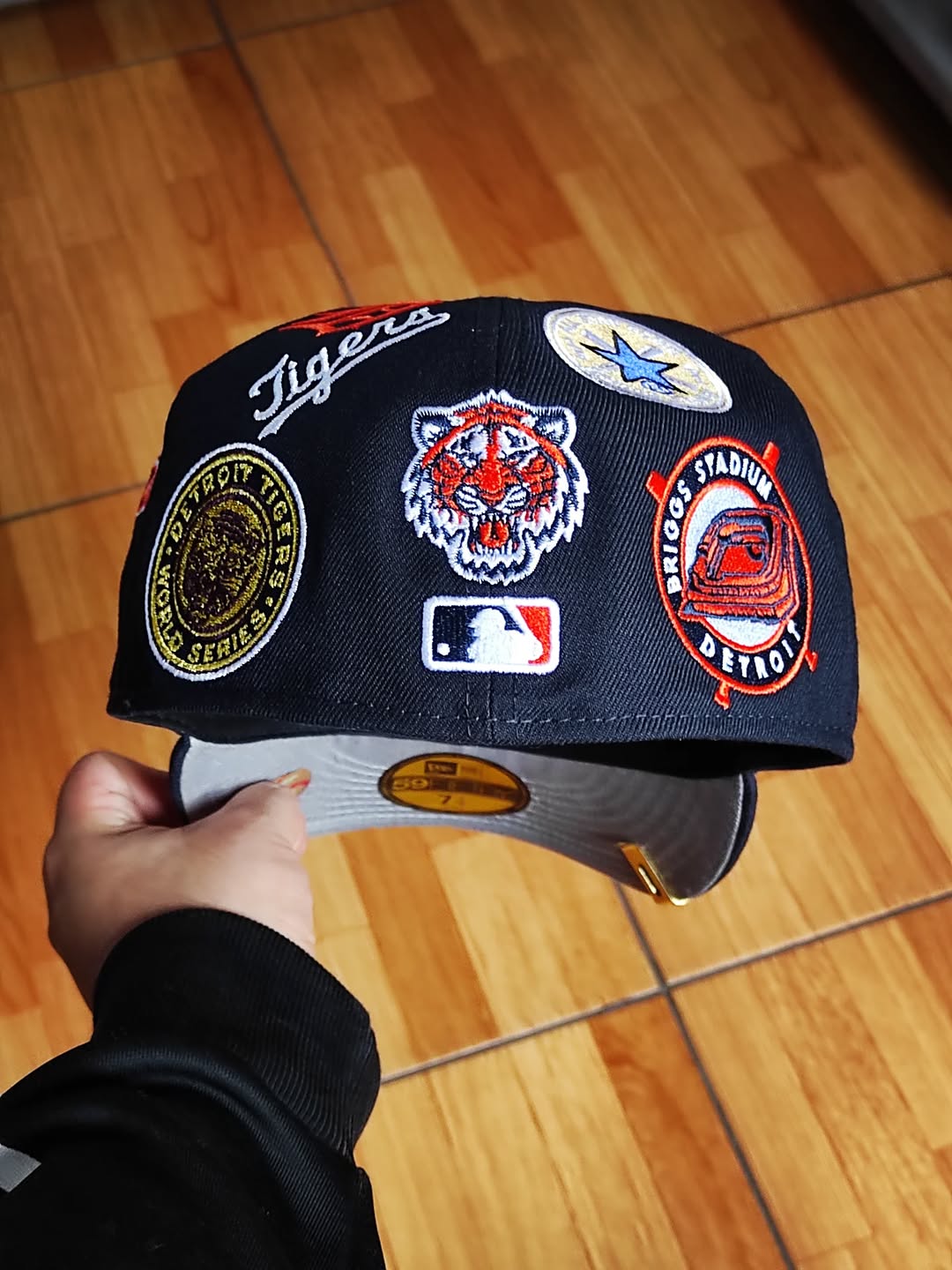 Navy Blue Detroit Tigers All Over Logo Gray Bottom 59FIFTY New Era Fitted