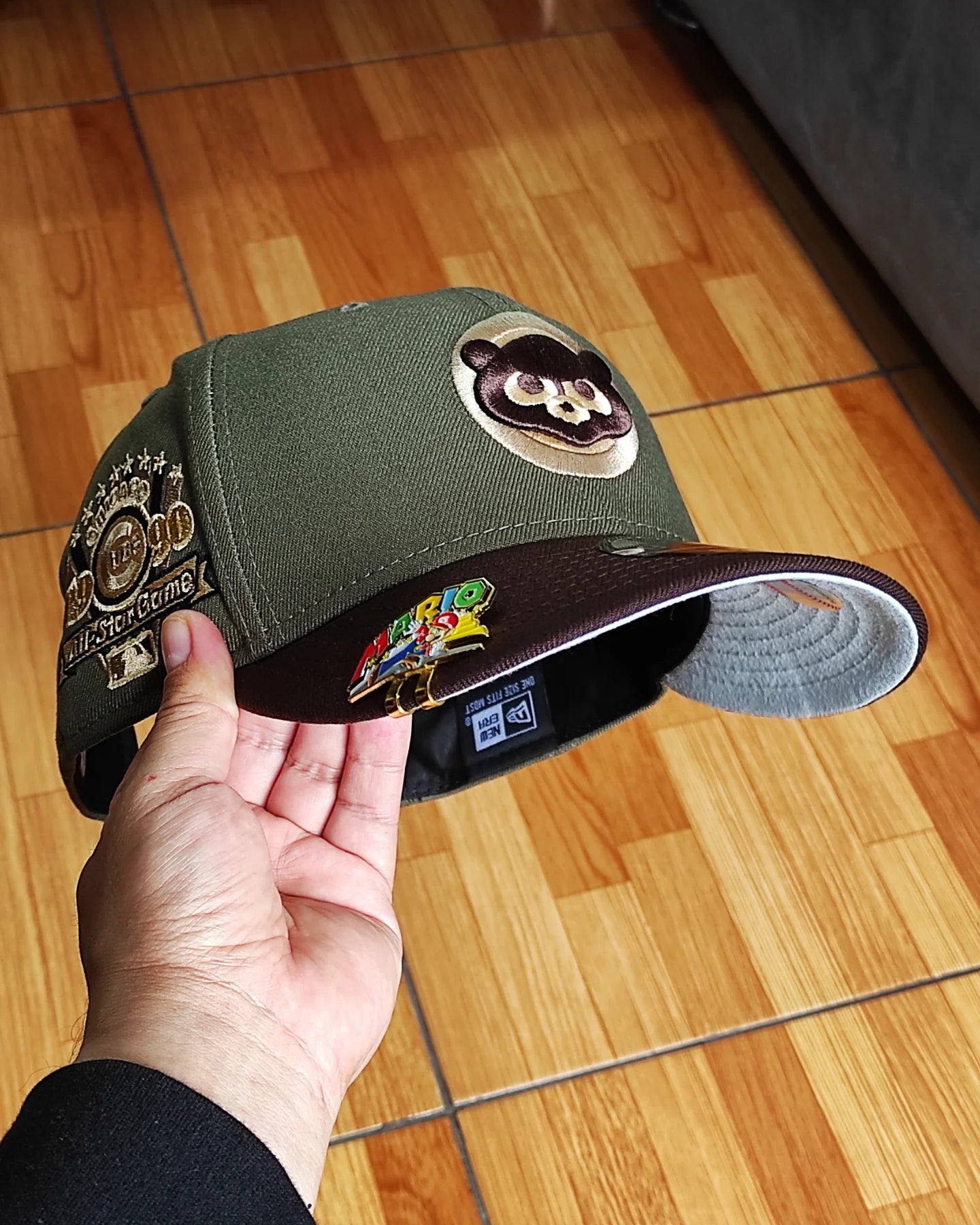 Olive Green Chicago Cubs Brown Visor Snow Gray Bottom 1990 All Star Game Side Patch New Era 9Fifty Snapback