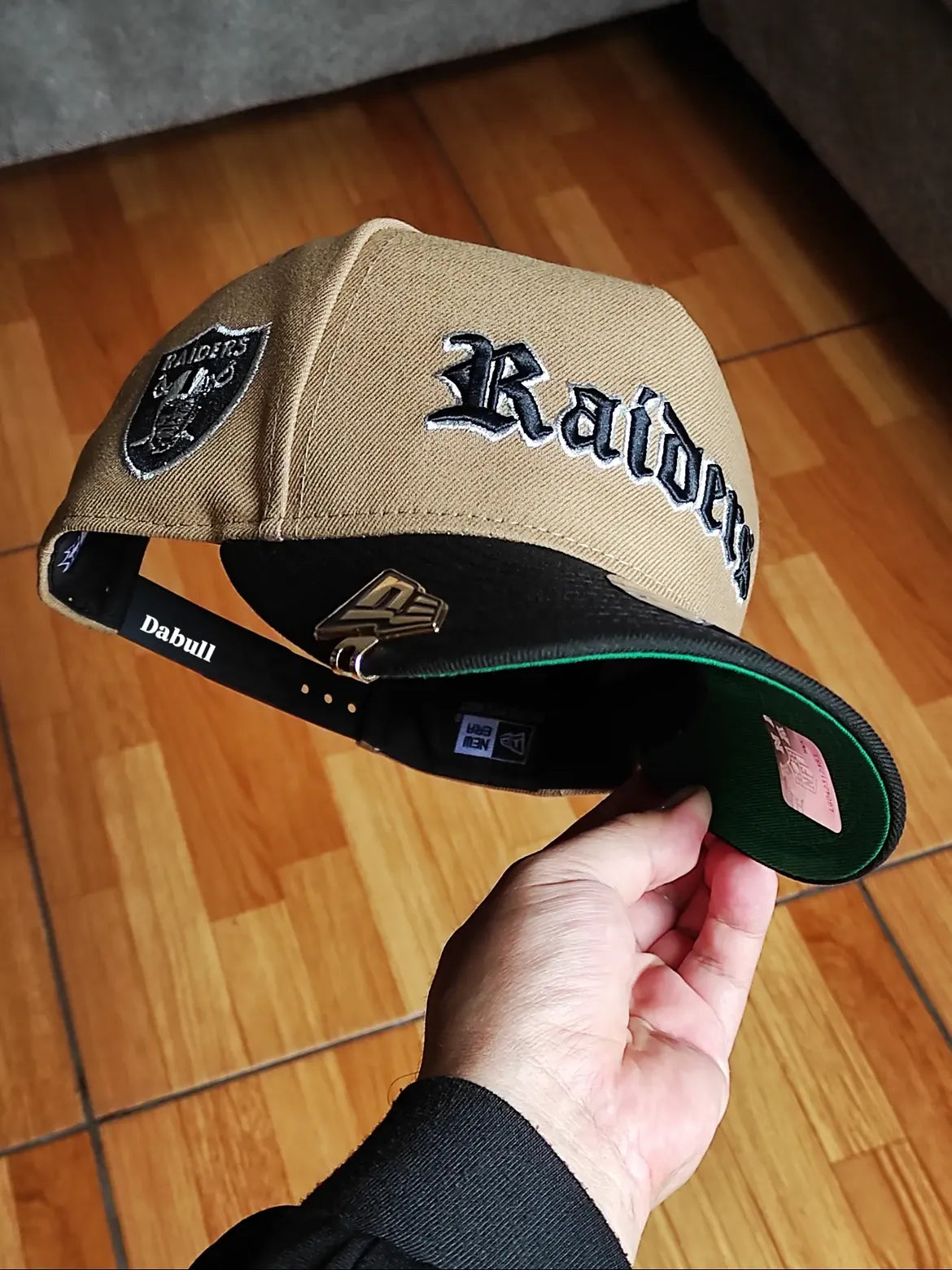 New era Las Vegas Raiders Khaki Black 2 Tone Team Shield SP 9Fifty A-Frame Snapback