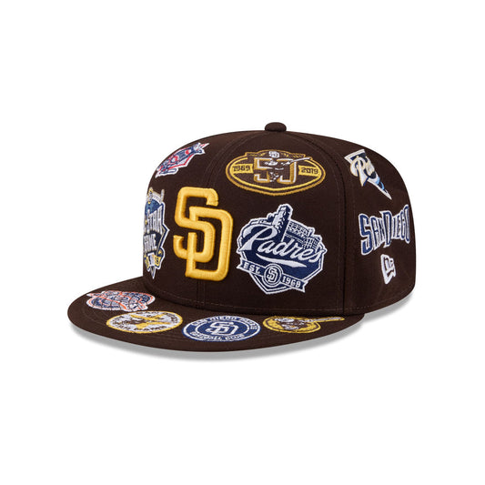 Brown San Diego Padres All Over Logo Gray Bottom 59FIFTY New Era Fitted
