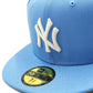 New York Yankees 100 anniversary new era 59fifty fitted - sky blue, white, silver - brilla en la oscuridad