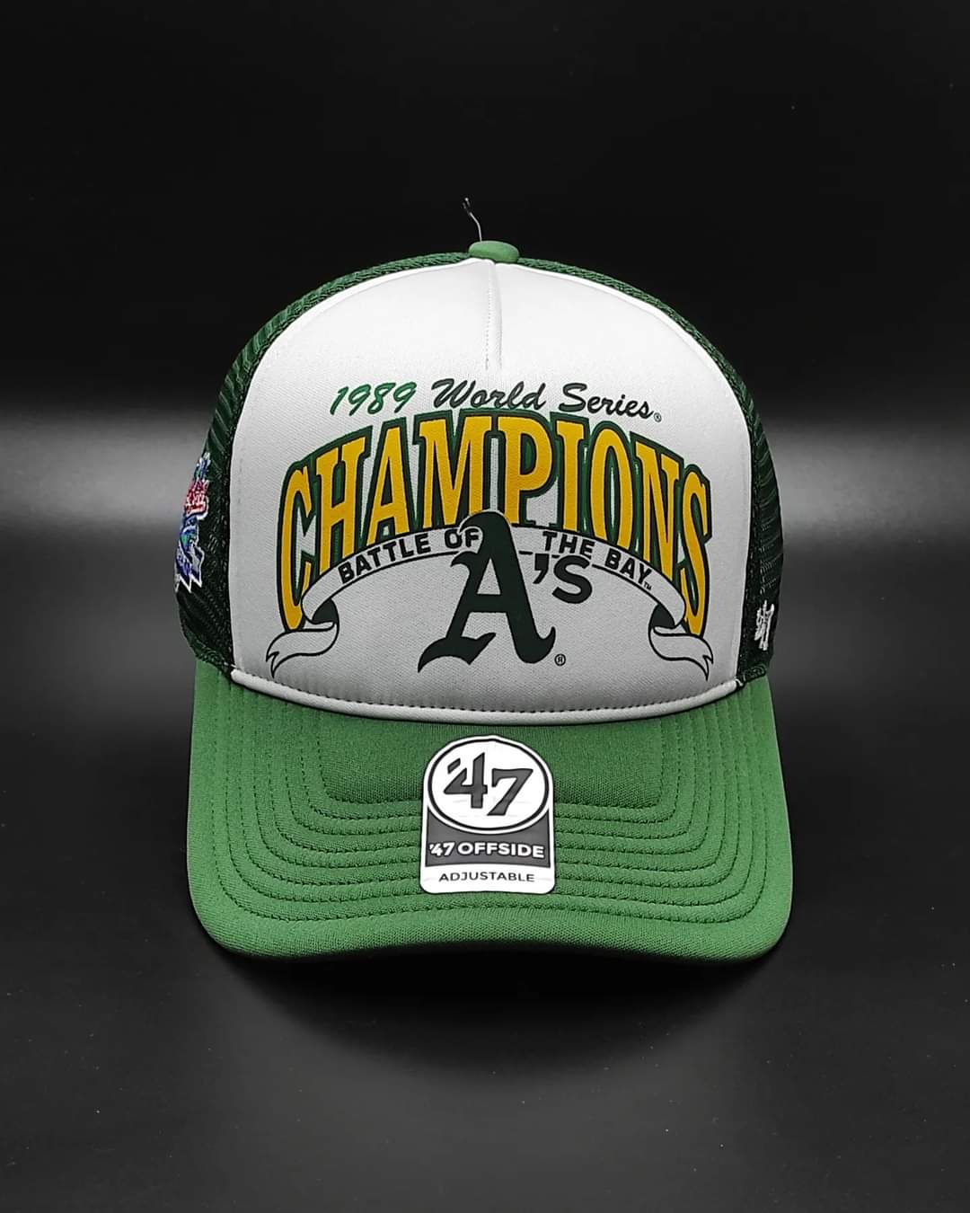 47brand oakland athletics bcptn world series dark green foam champ offside trucker snapback hat