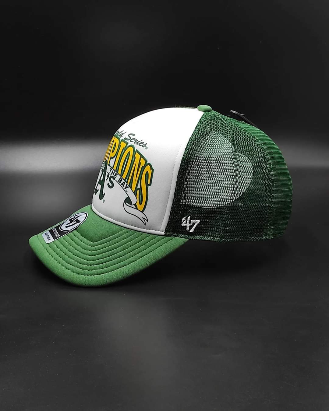 47brand oakland athletics bcptn world series dark green foam champ offside trucker snapback hat