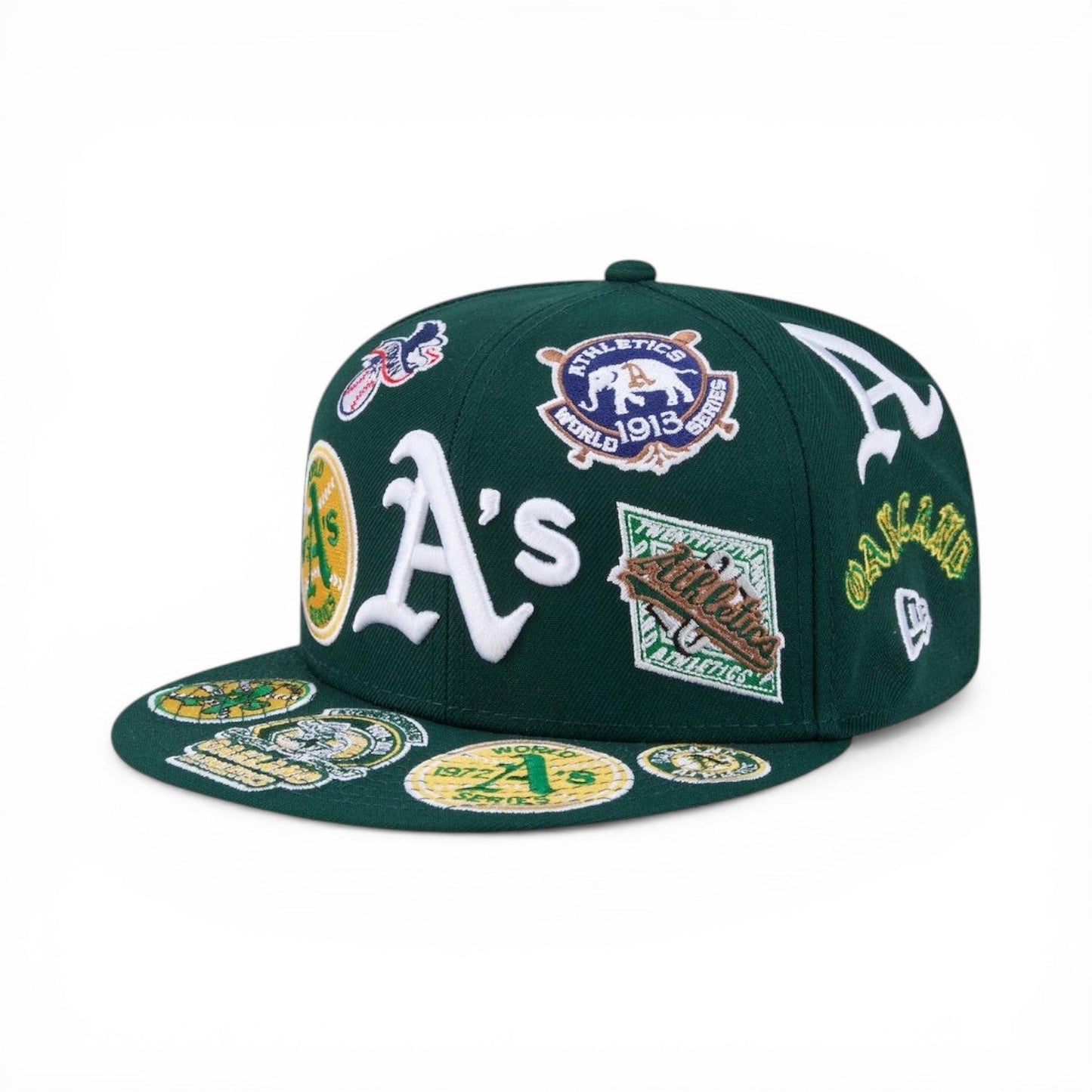 Dark Green Oakland Athletics All Over Logo Gray Bottom 59FIFTY New Era Fitted