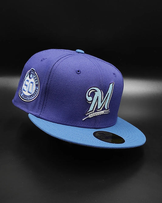 New Era 59fifty Milwaukee Brewers 50th anniversary - purple indigo