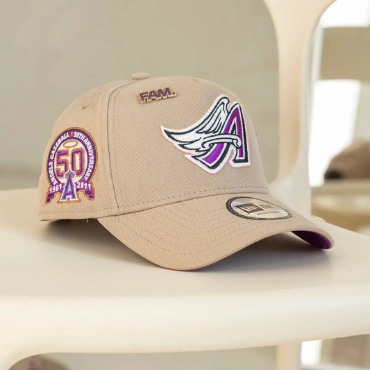 New Era 9Forty A-frame Anaheim Angels 50TH Anniversary Camel / Sparkling Grape 🍇UV CAP + pin 📌