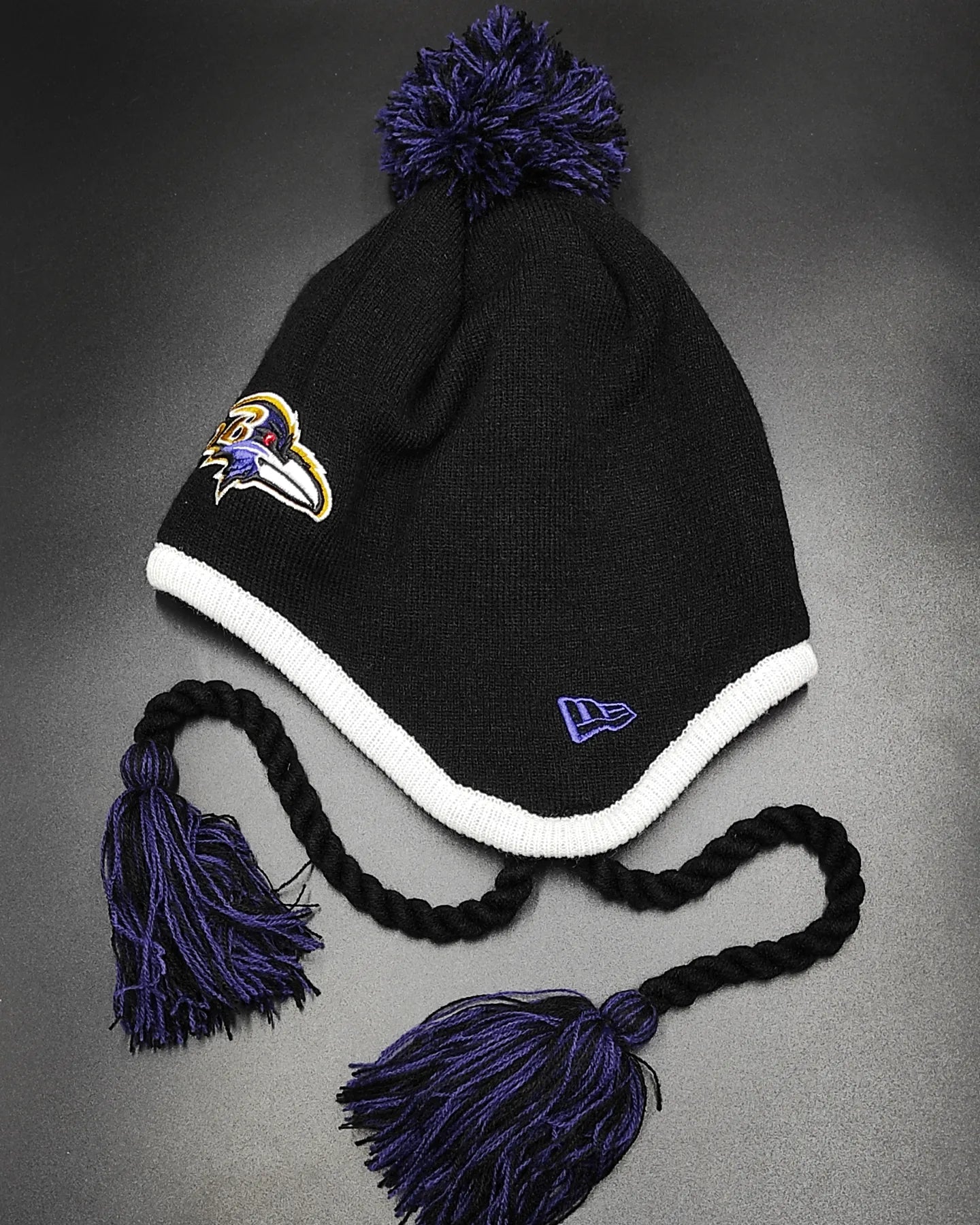 Baltimore Ravens GREY STRIPETOP Knit Beanie Hat by New Era