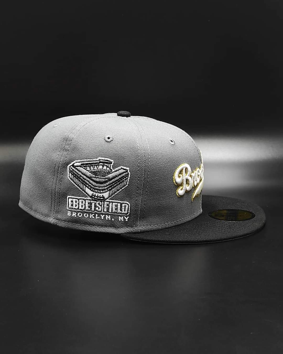 New Era Brooklyn Dodgers Black Visor Pink Bottom Ebbets Field Side Patch gray 59Fifty Fitted