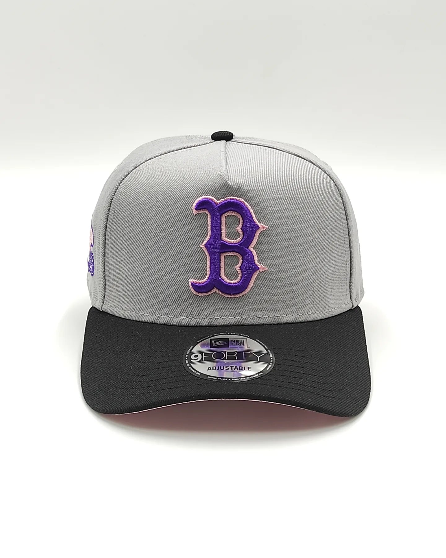 New Era 9Forty A-FRAME Fuji Boston Red Sox 1986 World Series Patch Snapback Hat / Gray Black Pink