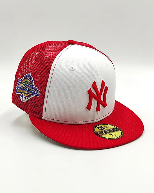 New Era 59Fifty New York Yankees 1996 World Series Patch Trucker Rail Hat - BLanco, Rojo