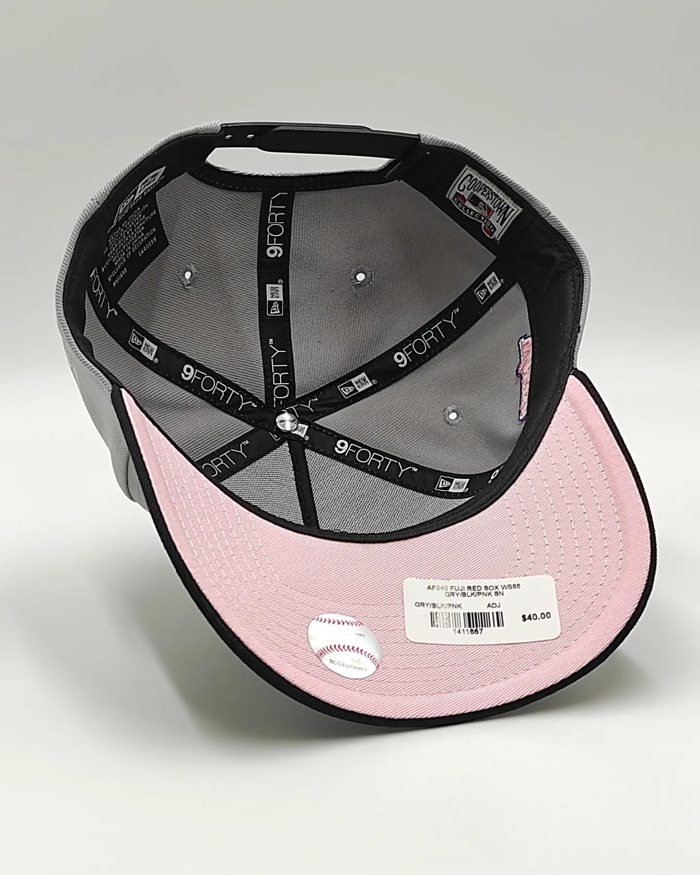 New Era 9Forty A-FRAME Fuji Boston Red Sox 1986 World Series Patch Snapback Hat / Gray Black Pink