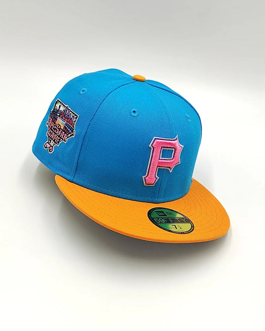 Exclusivo New Era 59Fifty Aux Pack Solo Pittsburgh Pirates 2006 All Star Game Patch Hat - Azul claro, naranja, rosa