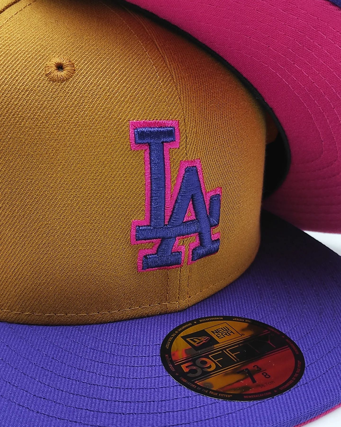New Era Eclusiva 59FIFTY parks hot Valley Los Angeles Dodgers 40TH Aniversario STADIUM patch hat - Bronceado, Purpura