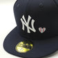 New York Yankees 1996 WORLD SERIES Exclusive TEAM HEARTS New Era Fitted 59Fifty MLB Hat -Navy