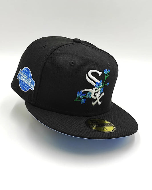 Chicago White Sox 2005 World Series BLOOM Exclusive New Era 59Fifty Fitted Hat - Black/Sky